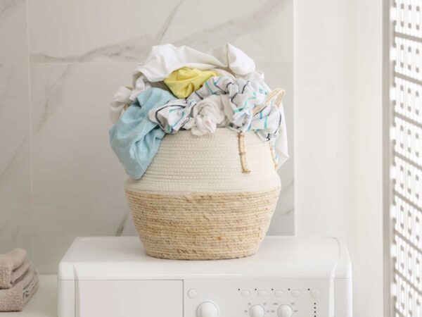 A full basket of dirty laundry