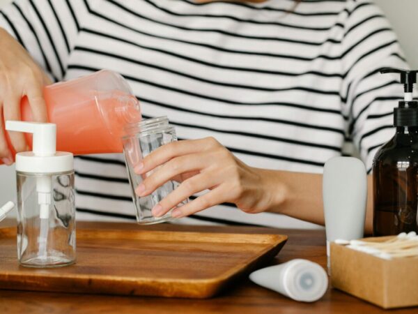 woman creating homemade laundry detergent